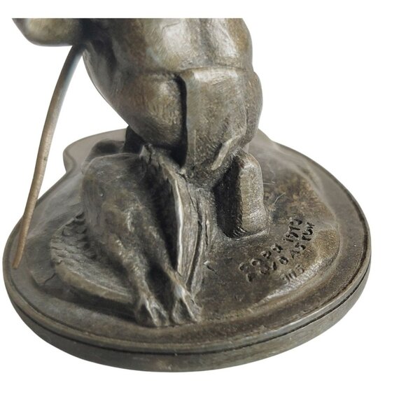 Vintage Hudson Pewter Kneeling Native American Hunter Statue 1970 - Picture 5 of 10